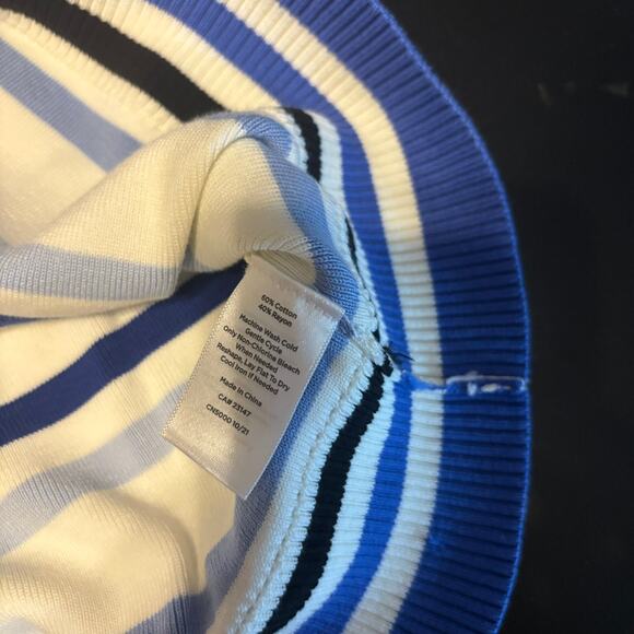 Talbots Womens Small  Pullover Sweater Short Puff Sleeve Blue White Stripe Retro - Picture 7 of 7